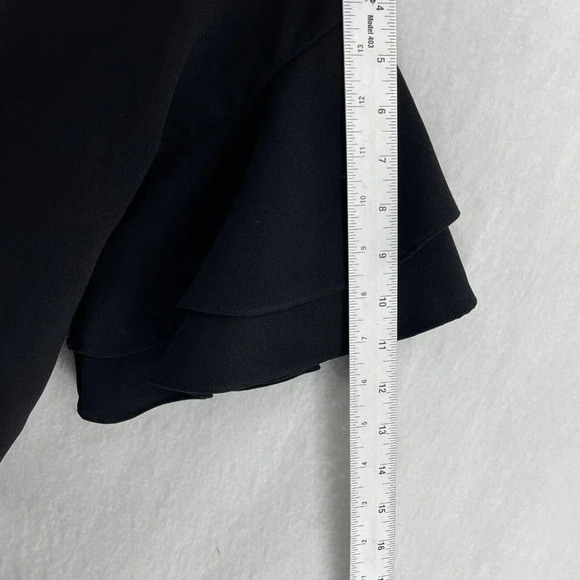Zara Woman Blouse Women's M Black Ruffle Half Sleeves Round Neck Keyhole Back - Picture 5 of 11